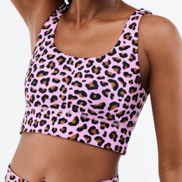 Fabletics Harlyn MIDI Medium Impact Reversible Sports Bra Rose/Teak Large NEW - Picture 2 of 8